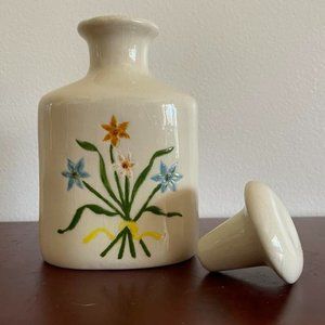 Rare Vintage Floral China Porcelain Jar With Stopper